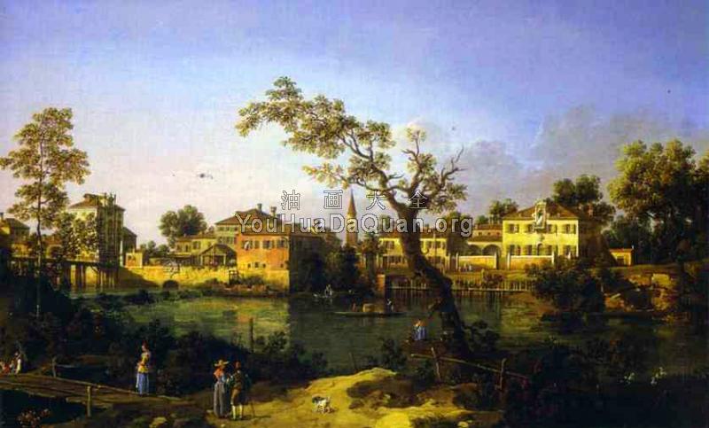 View of a River, Perhaps in Padua - 卡纳莱托